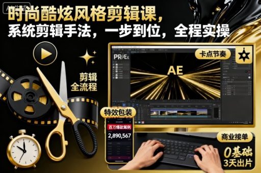 时尚酷炫风格剪辑课,系统剪辑手法,一步到位,全程实操-韬哥副业项目资源网