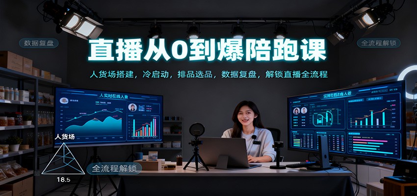 直播从0到爆陪跑课：人货场搭建，冷启动，排品选品，数据复盘，解锁直播全流程-韬哥副业项目资源网