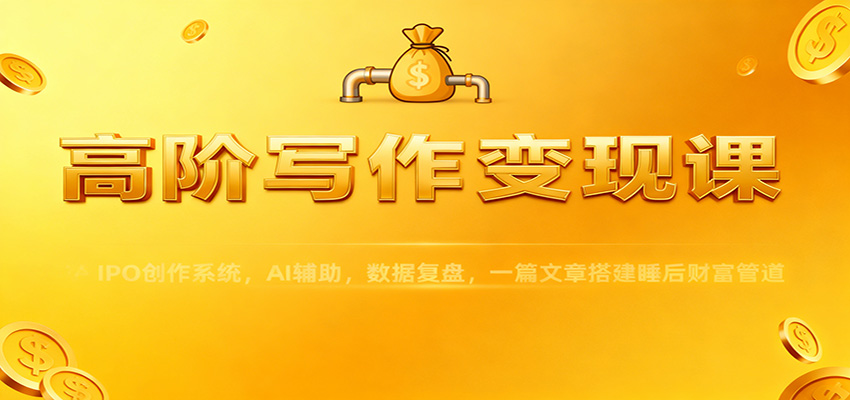 高阶写作变现课：IPO创作系统，AI辅助，数据复盘，一篇文章搭建睡后财富管道-韬哥副业项目资源网