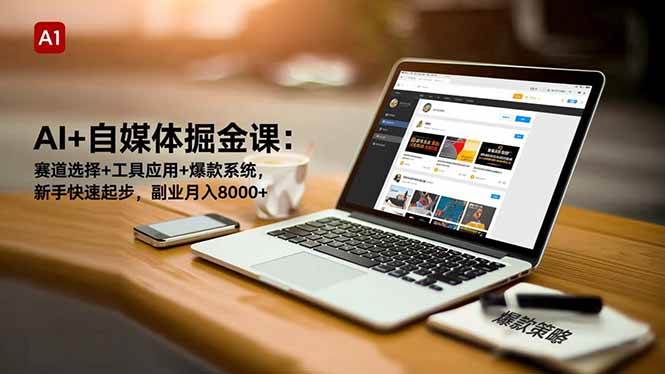 （16657期）AI+自媒体掘金课：赛道选择+工具应用+爆款系统，新手快速起步，副业月入8000+-韬哥副业项目资源网