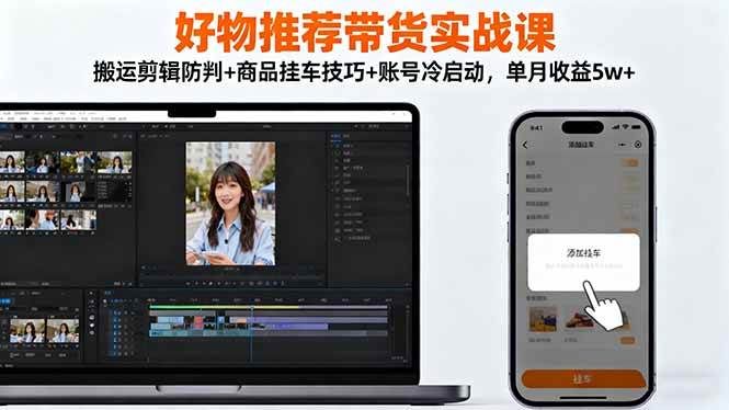 (16467期)好物推荐带货实战课:搬运剪辑防判+商品挂车技巧+账号冷启动,单月收益5w+-韬哥副业项目资源网