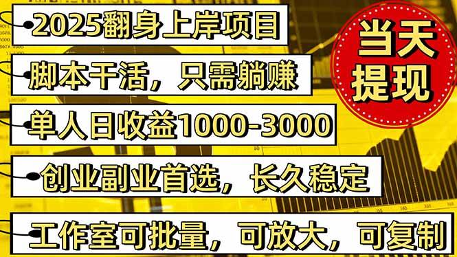 （16501期）2025翻身上岸项目脚本干活，内部客户经理内部开号，单人日收益1000-300…-韬哥副业项目资源网