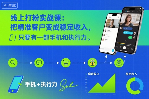 线上打粉实战课：把精准客户变成稳定收入，只要有一部手机和执行力-韬哥副业项目资源网