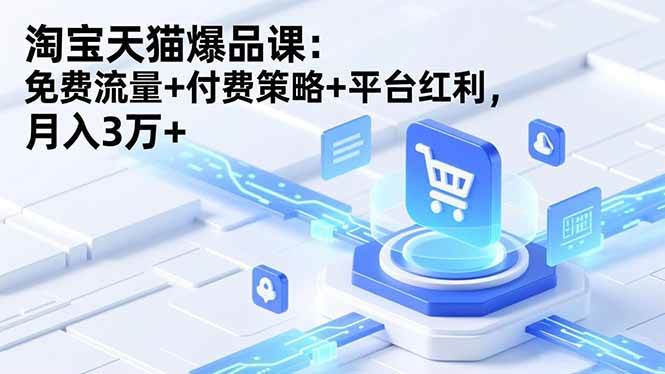 （16631期）淘宝天猫爆品课：免费流量+付费策略+平台红利，月入3万+-韬哥副业项目资源网
