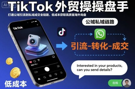 TikTok外贸操盘手,打通公域引流到私域成交全链路,低成本获取高质量海外询盘-韬哥副业项目资源网
