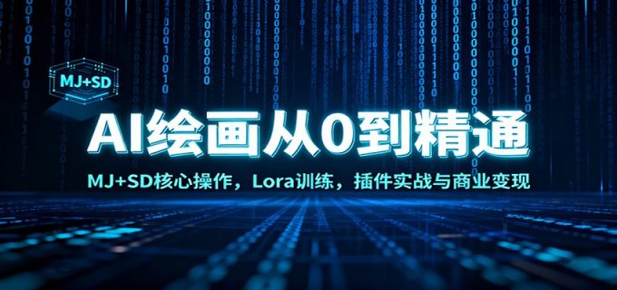 AI绘画从0到精通：MJ+SD核心操作， Lora训练，插件实战与商业变现-韬哥副业项目资源网