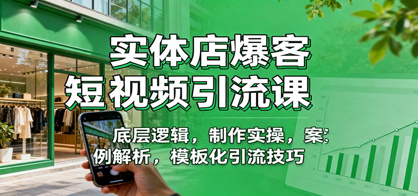 实体店爆客短视频引流课:底层逻辑,制作实操,案例解析,模板化引流技巧-韬哥副业项目资源网