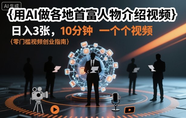 用AI做各地首富人物介绍视频，日入3张，10分钟一个视频-韬哥副业项目资源网