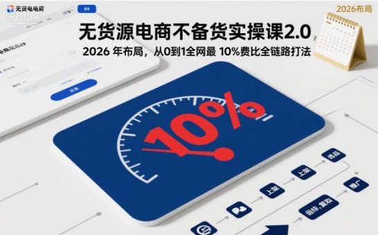 无货源电商不备货实操课2.0,2026年布局,从0到1全网最低10%费比全链路打法【更新中】-韬哥副业项目资源网