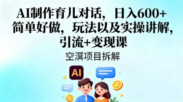 AI制作育儿对话,日入6张+,简单好做,玩法以及实操讲解,引流+变现课-韬哥副业项目资源网