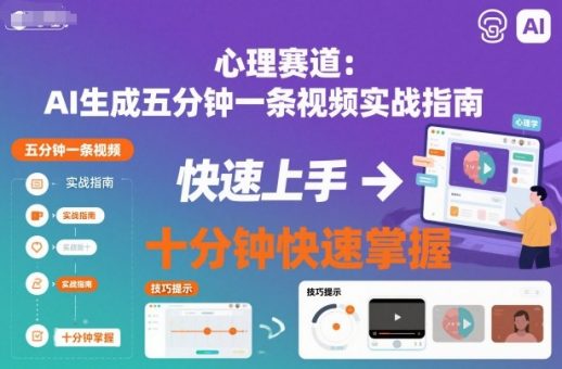 心理赛道:AI生成五分钟一条视频实战指南,十分钟快速掌握-韬哥副业项目资源网