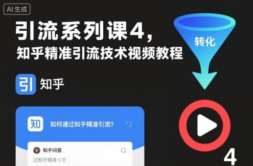 引流系列课4，知乎精准引流技术视频教程-韬哥副业项目资源网