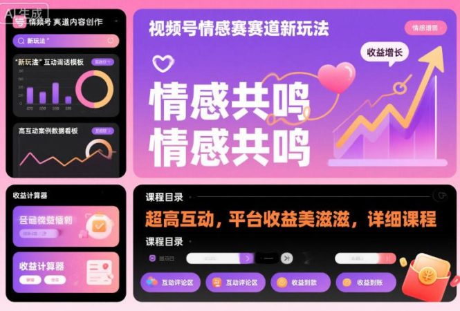 视频号情感赛道新玩法，超高互动，平台收益美滋滋，详细课程-韬哥副业项目资源网