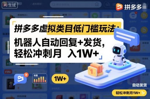 拼多多虚拟类目低门槛玩法:机器人自动回复+发货,轻松冲刺月入1W+-韬哥副业项目资源网