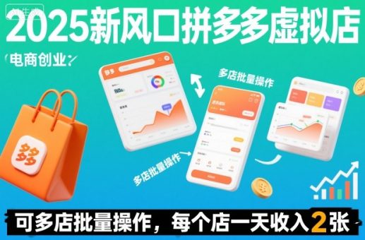 2025新风口拼多多虚拟店：可多店批量操作，每个店一天收入2张-韬哥副业项目资源网
