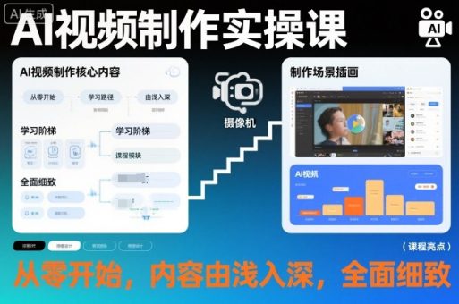 AI视频制作实操课,从零开始,内容由浅入深,全面细致-韬哥副业项目资源网
