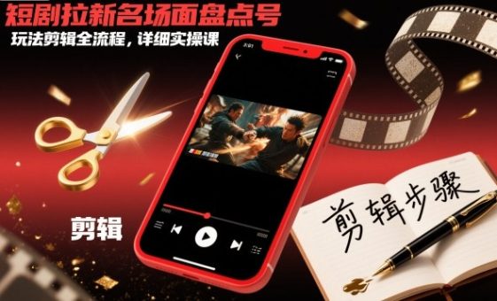 短剧拉新名场面盘点号玩法剪辑全流程，详细实操课-韬哥副业项目资源网