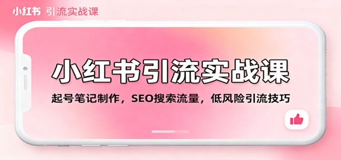 小红书引流实战课：起号笔记制作，SEO搜索流量，低风险引流技巧-韬哥副业项目资源网