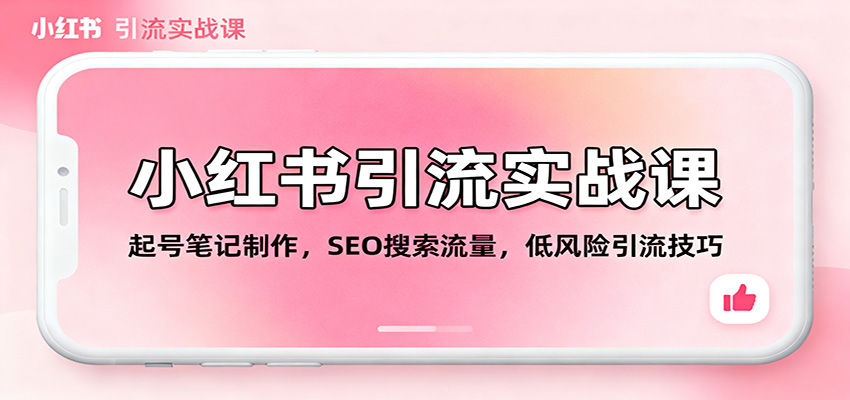 小红书引流实战课:起号笔记制作,SEO搜索流量,低风险引流技巧-韬哥副业项目资源网