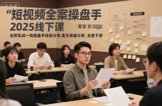 短视频全案操盘手2025线下课,全部实战一线操盘手经验分享,毫无保留分享,全是干货-韬哥副业项目资源网