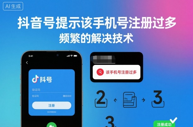 抖音号提示该手机号注册过多，频繁的解决技术-韬哥副业项目资源网