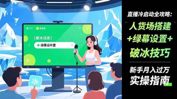（16605期）直播冷启动全攻略:人货场搭建+绿幕设置+破冰技巧，新手月入过万实操指南-韬哥副业项目资源网