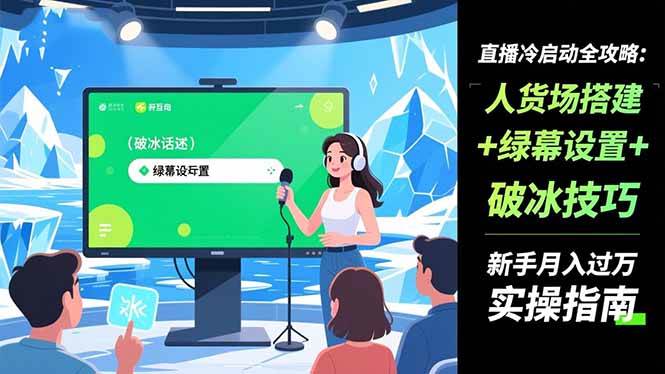 （16605期）直播冷启动全攻略:人货场搭建+绿幕设置+破冰技巧，新手月入过万实操指南-韬哥副业项目资源网