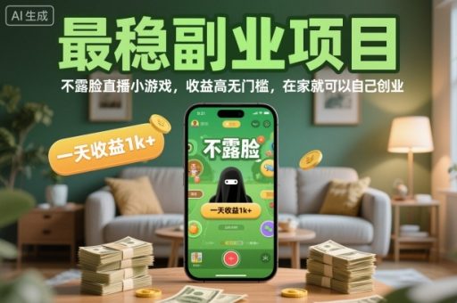 最稳副业项目,不露脸直播小游戏,收益高无门槛,一天收益1k+,在家就可以自己创业【揭秘】-韬哥副业项目资源网