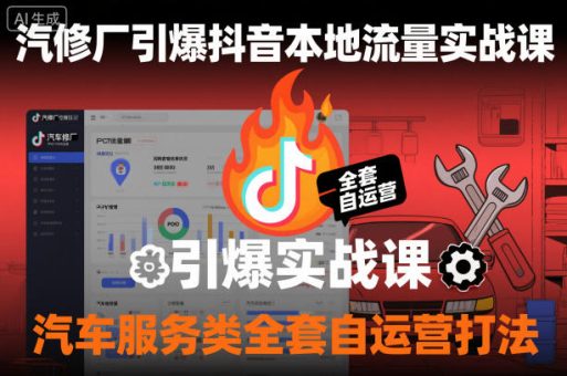 汽修厂引爆抖音本地流量实战课,汽车服务类全套自运营打法-韬哥副业项目资源网