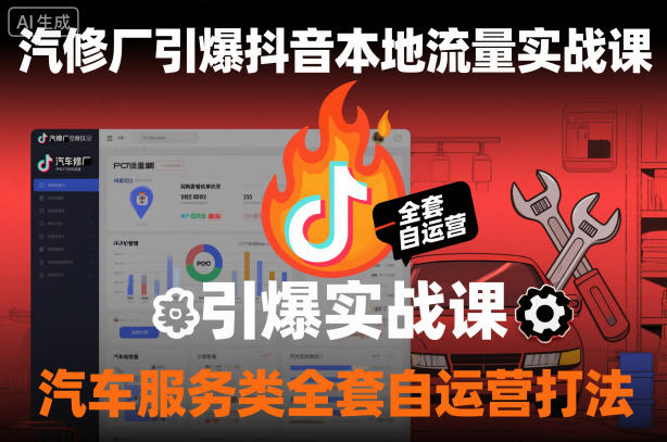汽修厂引爆抖音本地流量实战课，汽车服务类全套自运营打法-韬哥副业项目资源网