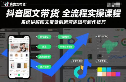 抖音图文带货全流程实操课程,系统讲解图文带货的运营逻辑与制作技巧-韬哥副业项目资源网