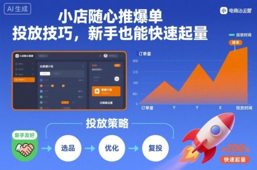 小店随心推爆单投放技巧，新手也能快速起量-韬哥副业项目资源网