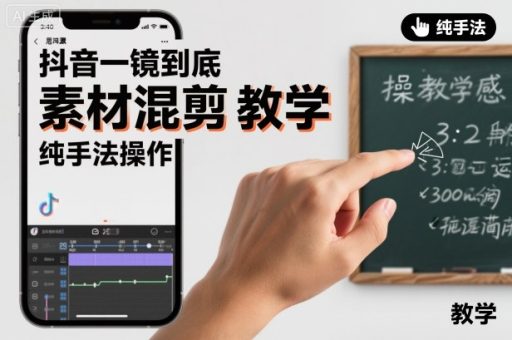 抖音一镜到底素材混剪教学，纯手法操作-韬哥副业项目资源网