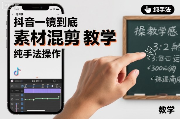 抖音一镜到底素材混剪教学，纯手法操作-韬哥副业项目资源网