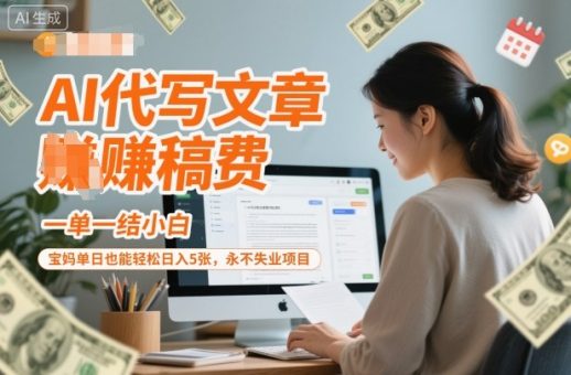 AI代写文章賺稿费,一单一结小白,宝妈单日也能轻松日入5张,永不失业项目-韬哥副业项目资源网
