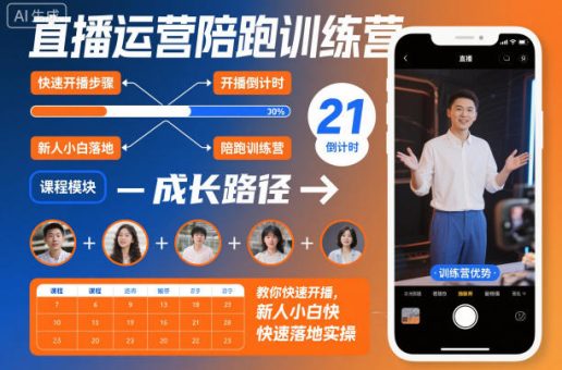 直播运营陪跑训练营,教你快速开播,新人小白快速落地实操-韬哥副业项目资源网