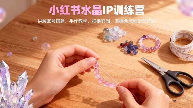 （16475期）小红书水晶IP训练营，讲解账号搭建、手作教学、拍摄剪辑，全流程运营技能-韬哥副业项目资源网