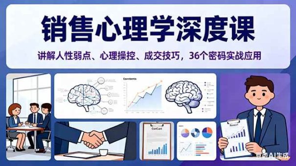 (16456期)销售心理学深度课,讲解人性弱点、心理操控、成交技巧,36个密码实战应用-韬哥副业项目资源网