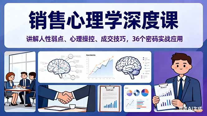 （16456期）销售心理学深度课，讲解人性弱点、心理操控、成交技巧，36个密码实战应用-韬哥副业项目资源网