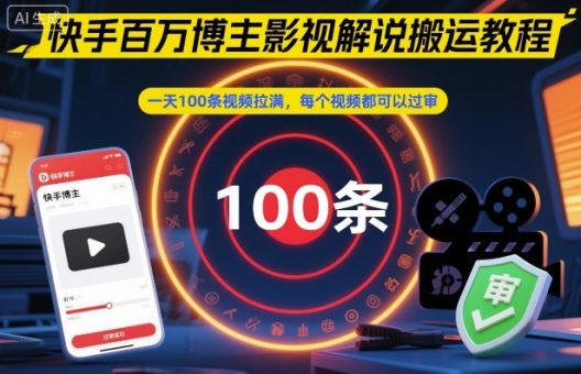 快手百万博主影视解说搬运教程,一天100条视频拉满,每个视频都可以过审-韬哥副业项目资源网