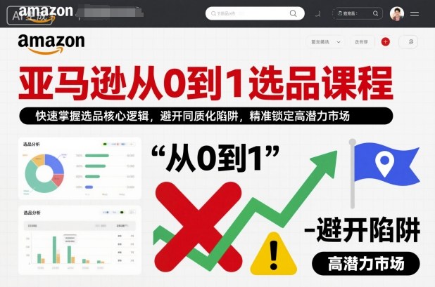 亚马逊从0到1选品课程，快速掌握选品核心逻辑，避开同质化陷阱，精准锁定高潜力市场-韬哥副业项目资源网