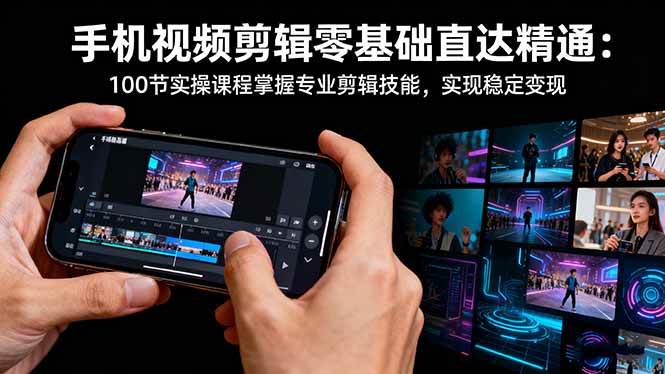 (16466期)手机视频剪辑零基础直达精通:100节实操课程掌握专业剪辑技能,实现稳…-韬哥副业项目资源网