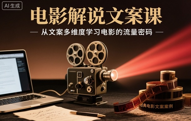 电影解说文案课，从文案多维度学习电影的流量密码-韬哥副业项目资源网