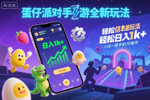 蛋仔派对手游全新玩法,轻松日入1k+,风口信息差玩法,当天见收益,小白一部手机可操作-韬哥副业项目资源网