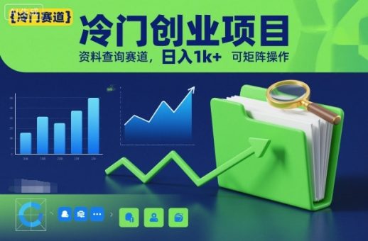 冷门创业项目,资料查询赛道,日入1k+,可矩阵操作-韬哥副业项目资源网