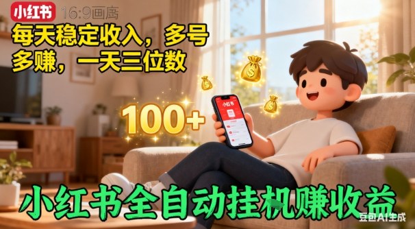 小红书自动挂G賺收益，每天稳定收入，多号多賺，一天三位数【揭秘】-韬哥副业项目资源网