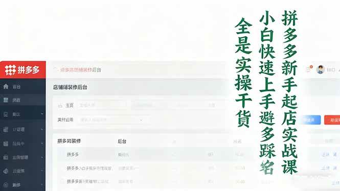 （16584期）拼多多新手起店实战课：小白快速上手拼多多运营，避开踩坑，全是实操干货-韬哥副业项目资源网