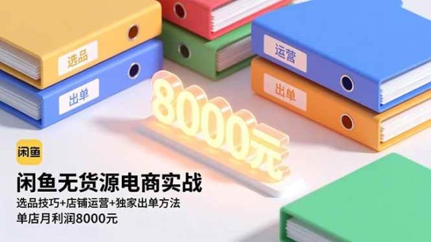 (16497期)闲鱼无货源电商实战,选品技巧+店铺运营+独家出单方法,单店月利润8000元-韬哥副业项目资源网