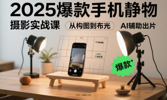 2025爆款手机静物摄影实战课，从构图到布光，不用贵设备，AI辅助出片-韬哥副业项目资源网