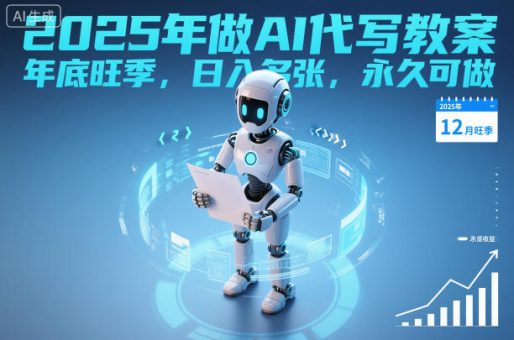 2025年做AI代写教案,年底旺季,日入多张,永久可做-韬哥副业项目资源网